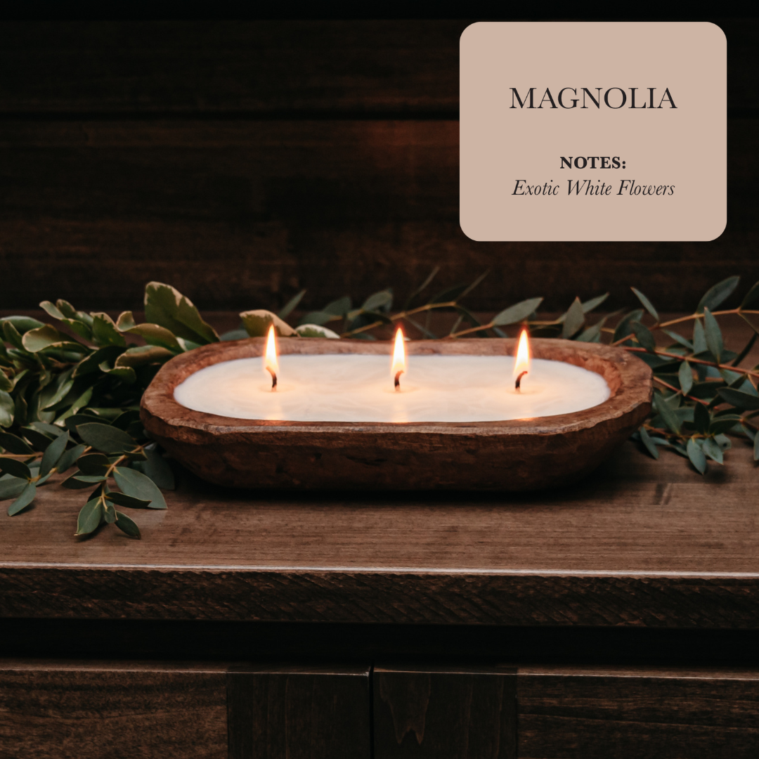 3-Wick Dough Bowl Soy Candle - Magnolia