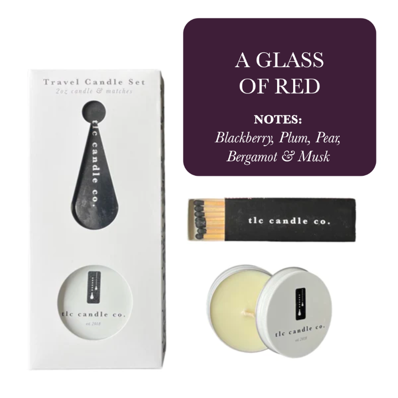 Travel Candle with Matches - A Glass of Red