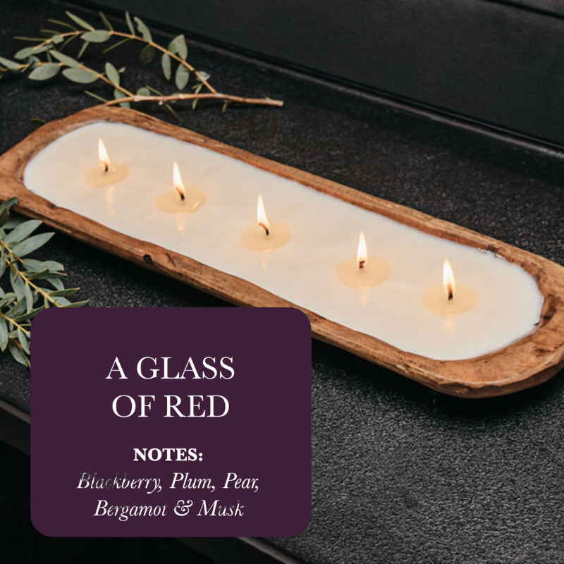 5-Wick Dough Bowl Soy Candle - A Glass of Red