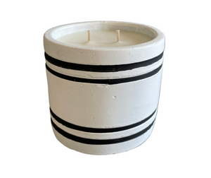 Luxury Small Striped Stone Designer Candle - Harvest