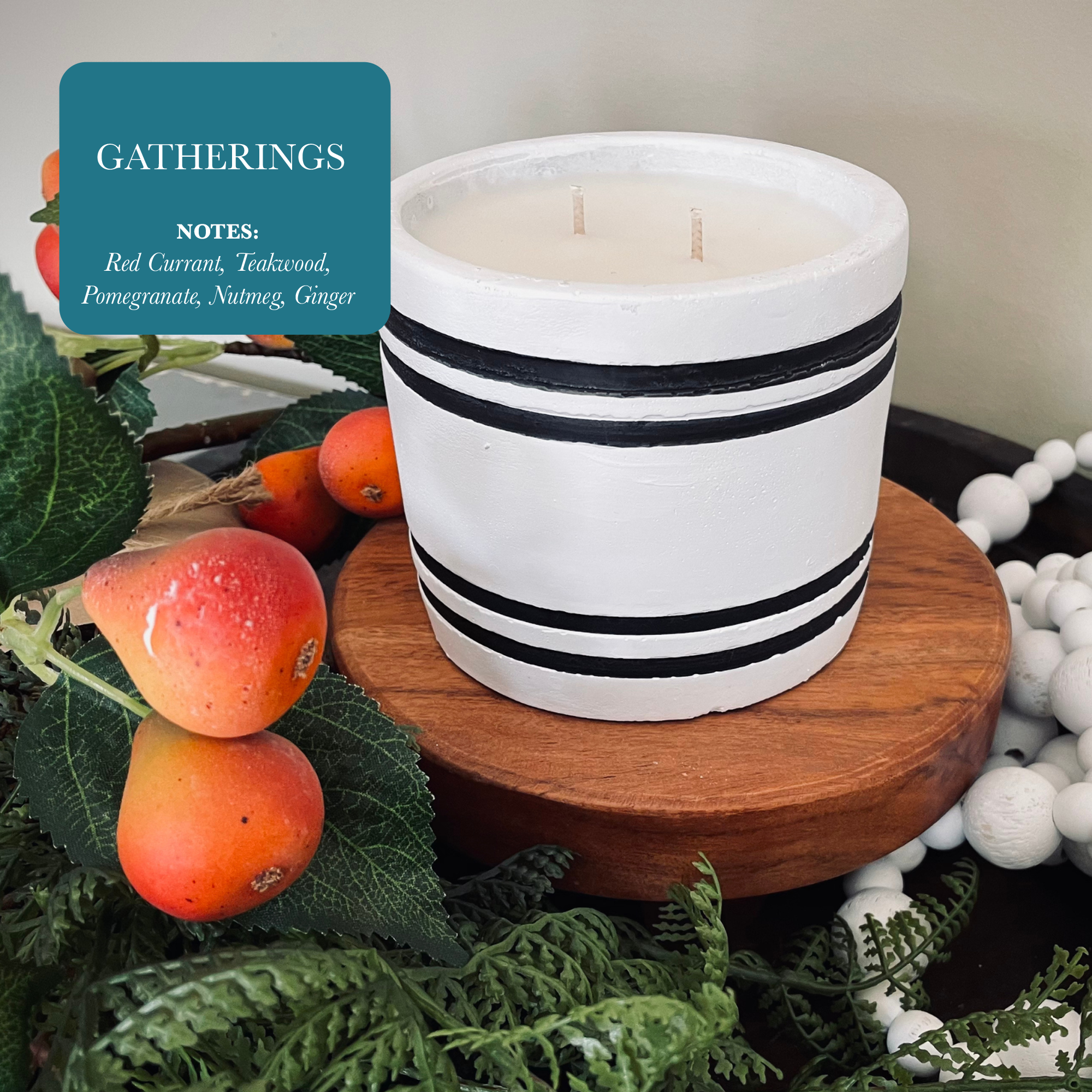 Luxury Small Striped Stone Designer Candle - Gatherings