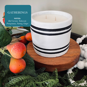 Luxury Small Striped Stone Designer Candle - Gatherings