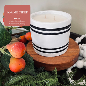 Luxury Small Striped Stone Designer Candle - Pomme Cider