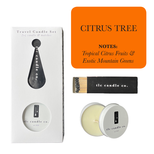Travel Candle with Matches - Citrus Tree