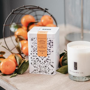 vetiver candle with orange flowers - TLC Candle Co.