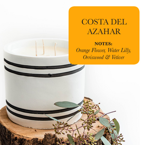 Luxury Large Striped Stone Designer Candle - Costa Del Ahazar