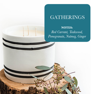 Luxury Large Striped Stone Designer Candle - Gatherings