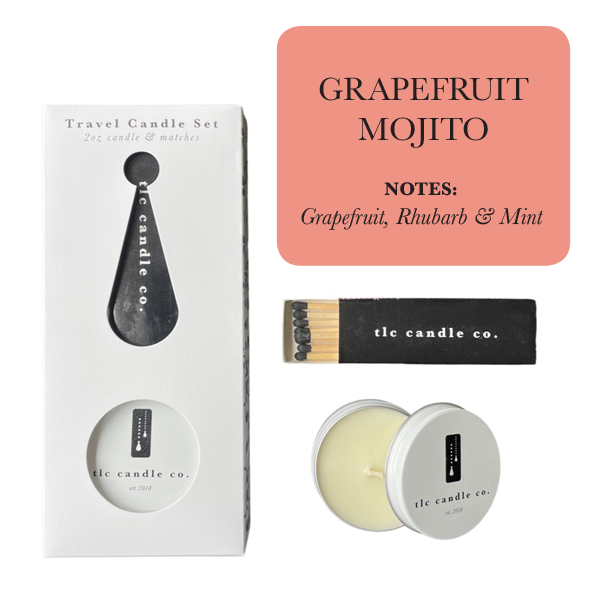 Travel Candle with Matches - Grapefruit Mojito