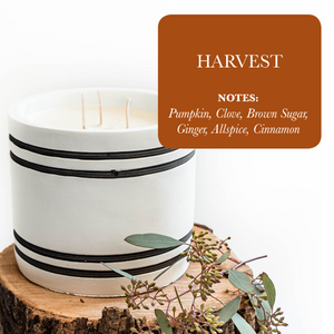 Luxury Large Striped Stone Designer Candle - Harvest