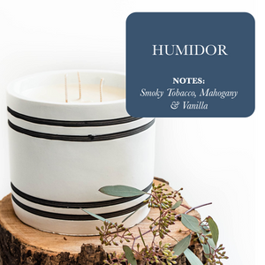Luxury Large Striped Stone Designer Candle - Humidor