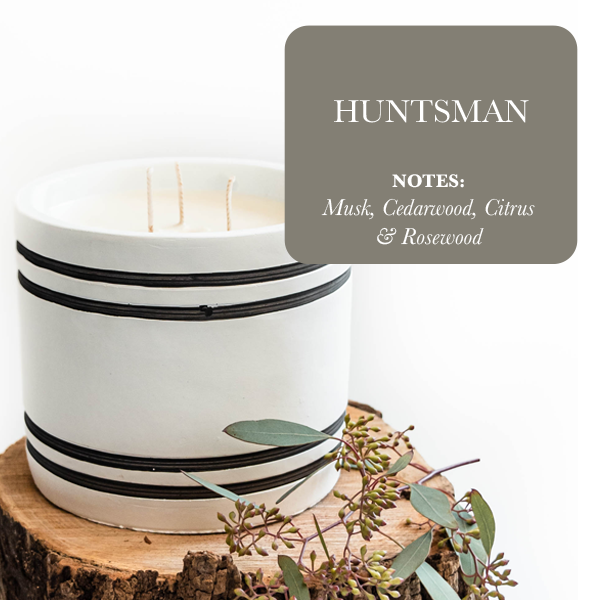 Luxury Large Striped Stone Designer Candle - Huntsman