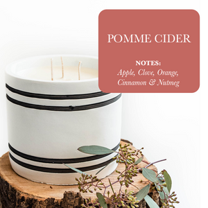 Luxury Large Striped Stone Designer Candle - Pomme Cider
