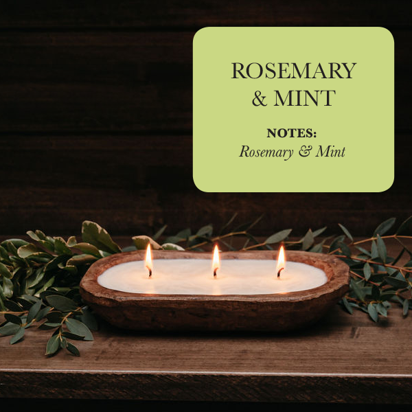 3-Wick Dough Bowl Soy Candle - Rosemary & Mint