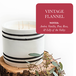 Luxury Large Striped Stone Designer Candle - Vintage Flannel